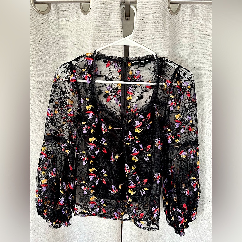 Allen Schwartz Mesh Floral Top